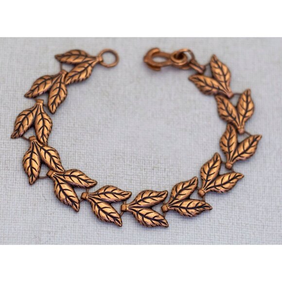 8 inch, Vintage Copper Leaves Elven Bracelet - N1 - Picture 2 of 3